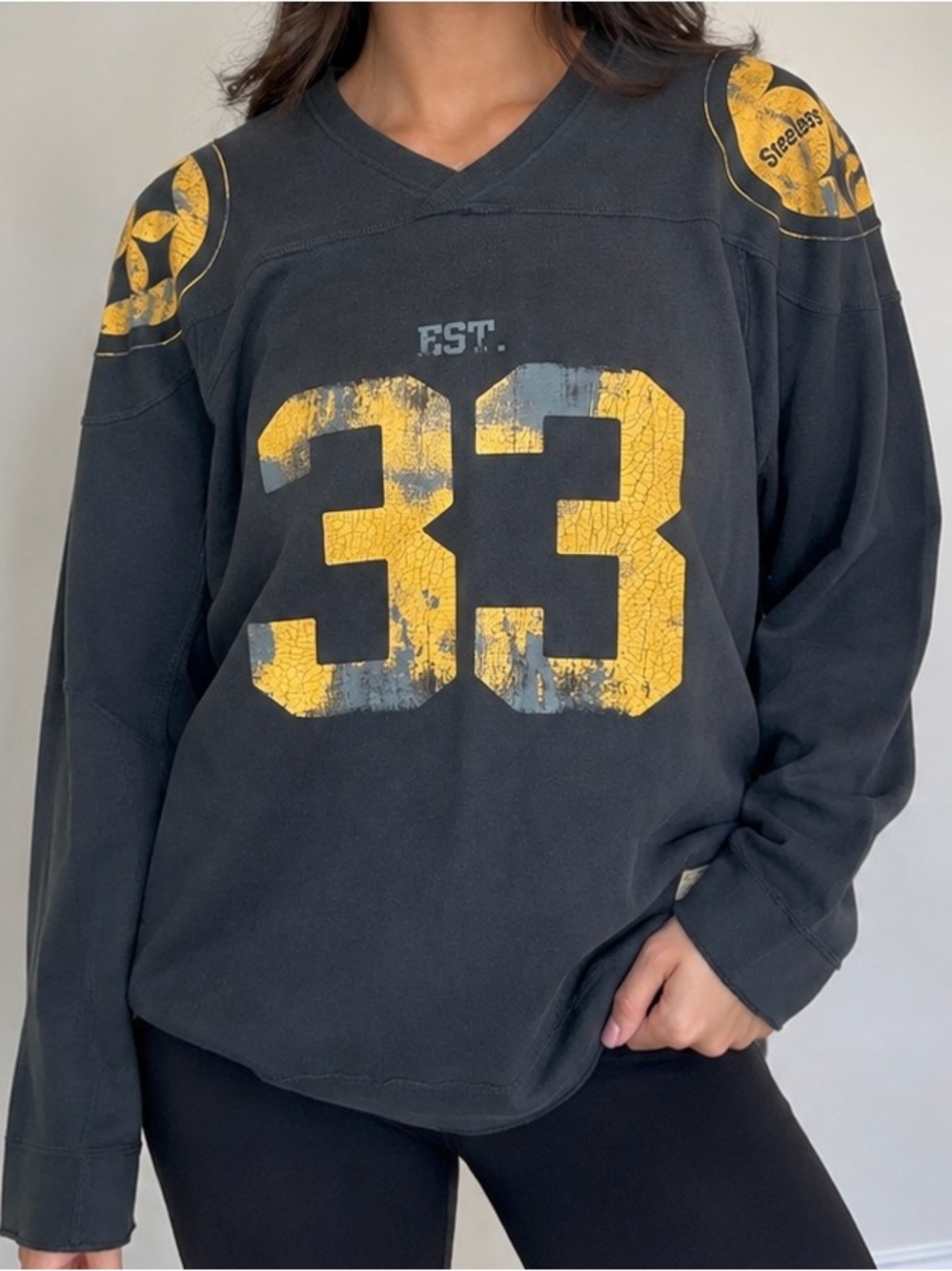 Retro sports women’s NFL Pittsburgh Steelers long sleeve jersey shirt